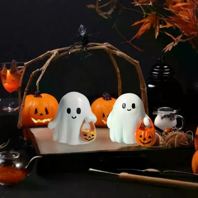 Halloween Ghost & Pumpkin Resin Figurine