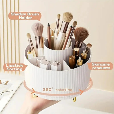 360° Rotating Makeup Organizer with 5 Compartments