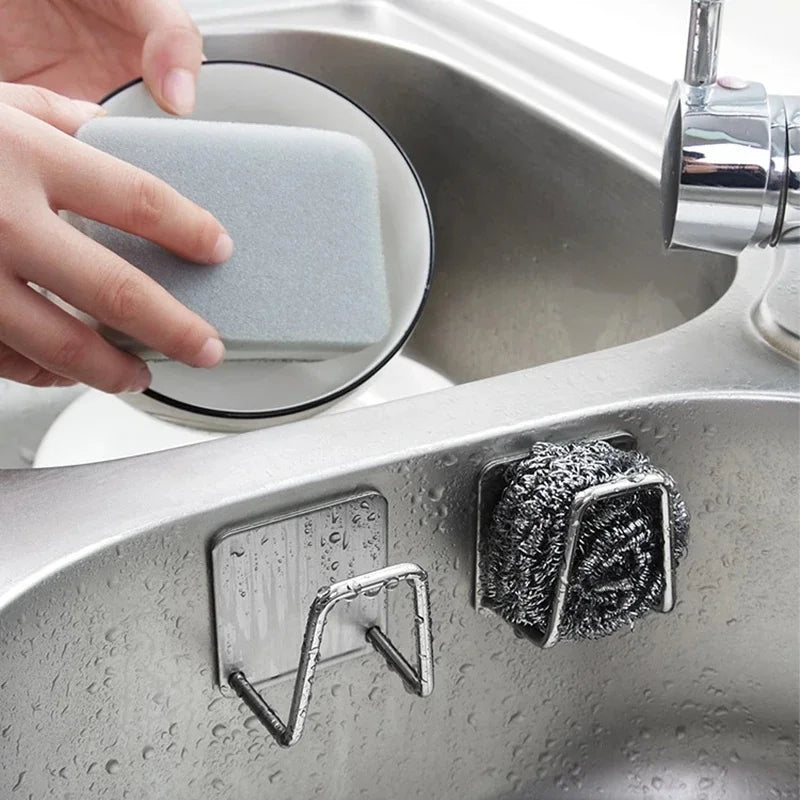 Stainless Steel Sink Sponge Holder – Wall-Mounted Kitchen Drain Rack