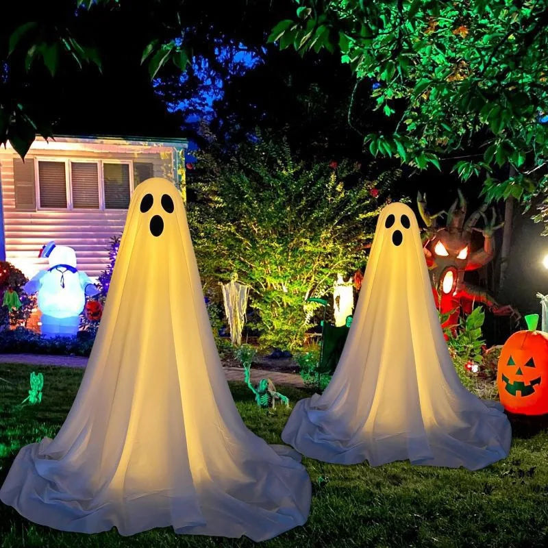 Light-Up Hanging Halloween Ghost – Glowing Spooky Prop for Yard, Garden, & Indoor Decor